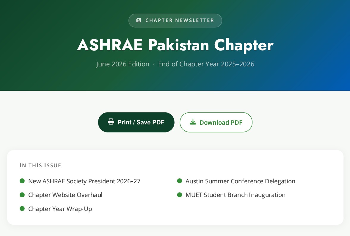 ASHRAE Pakistan Chapter Newsletter
