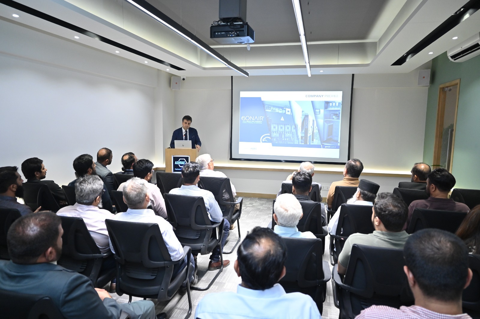 Close-up of presentation slides on ventilation systems